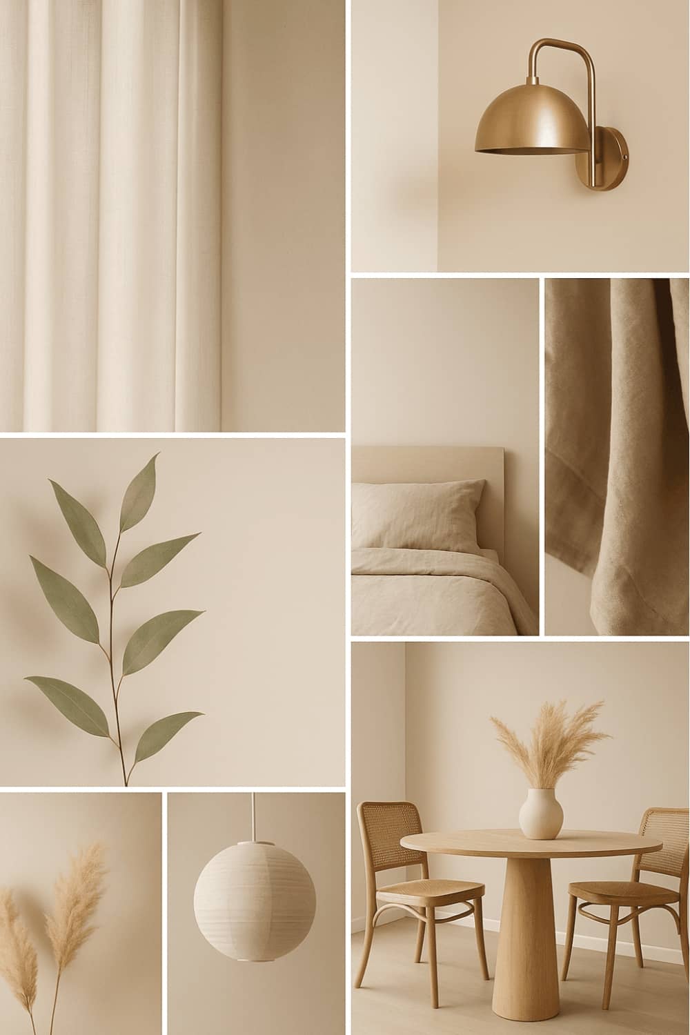 Farbwirkung Wandfarben Moodboard Beige