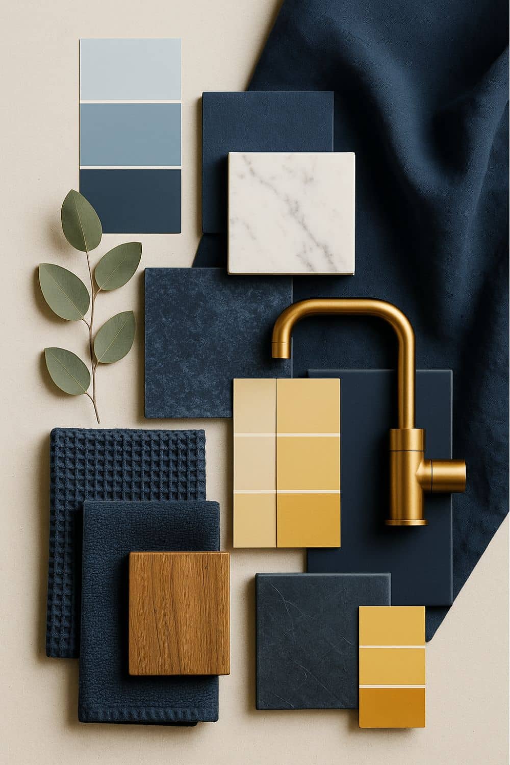 Blau & Dunkelblau Interior Materialboard Moodboard