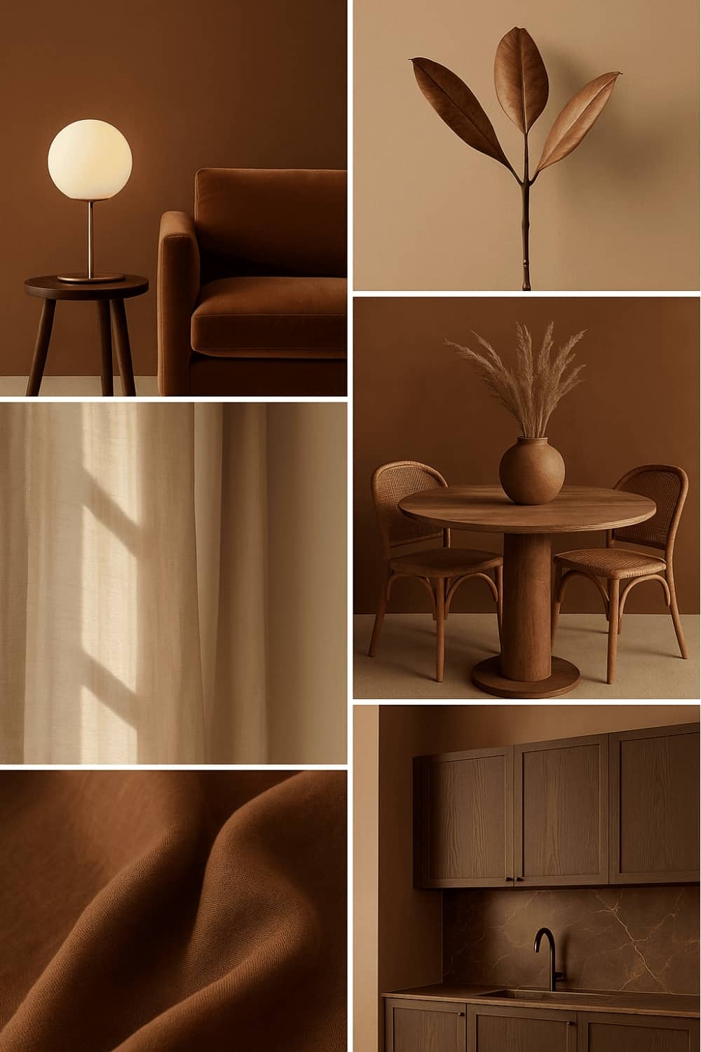 Farbwirkung Wandfarben Moodboard Braun & Erdtöne
