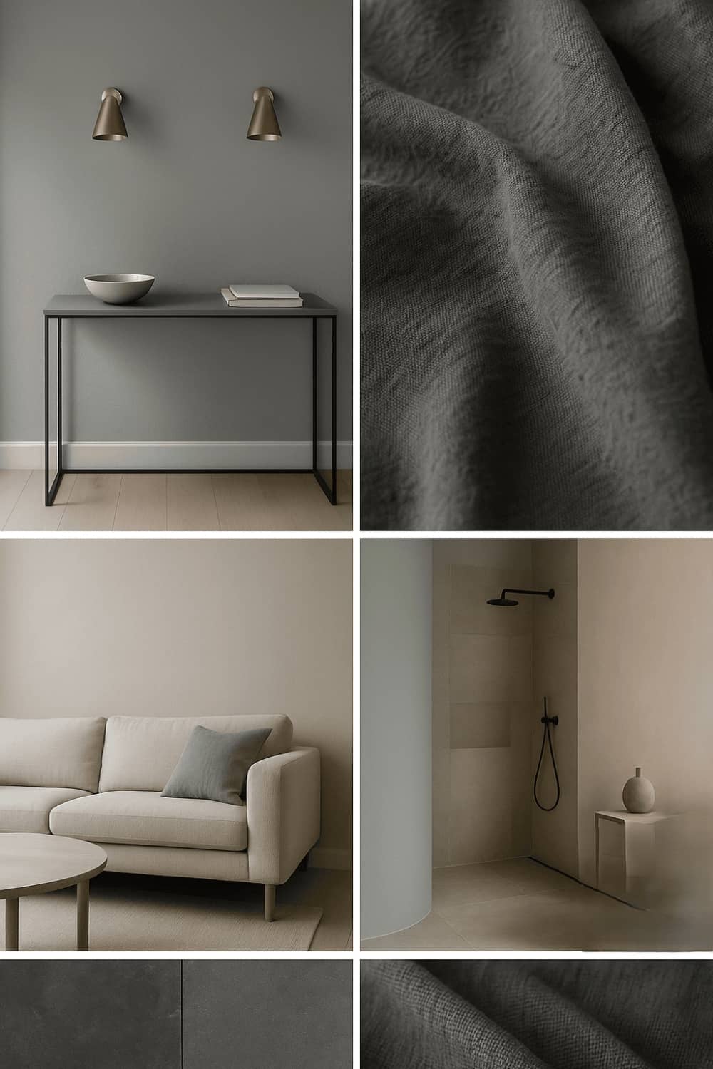 Farbwirkung Wandfarben Moodboard Grau