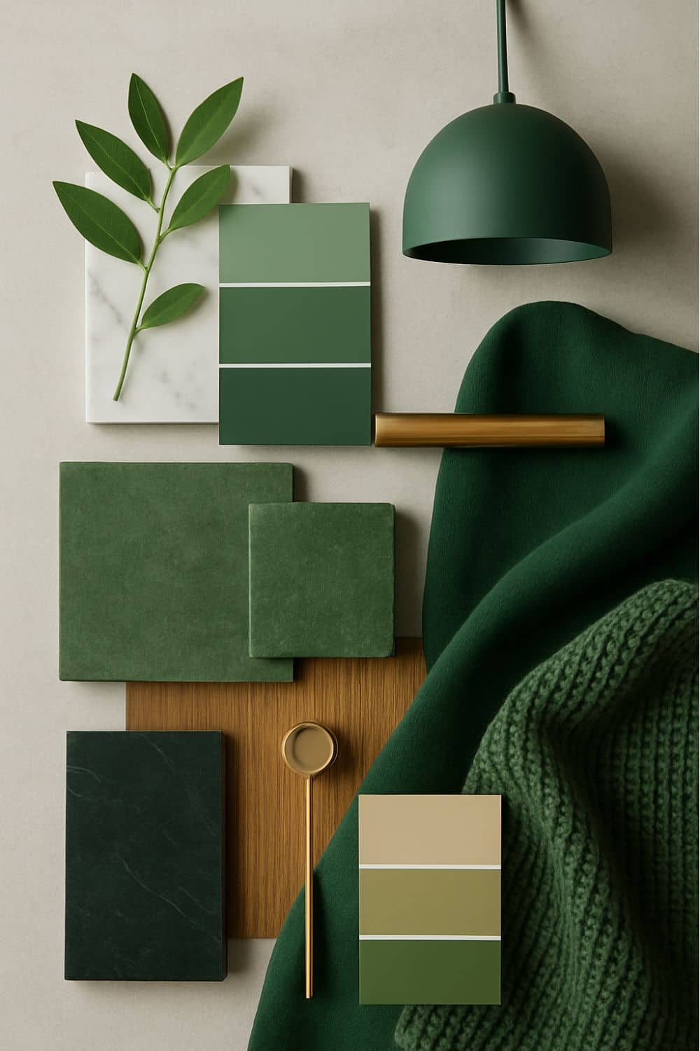 Grün & Dunkelgrün Interior Materialboard Moodboard