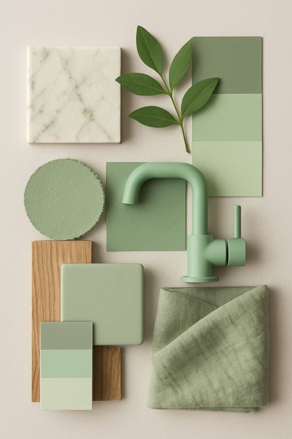 Grün & Hellgrün Interior Materialboard Moodboard