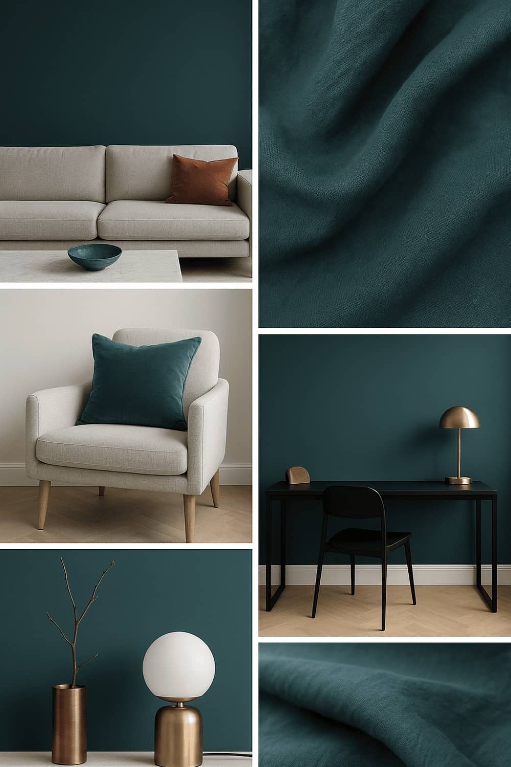 Farbwirkung Wandfarben Moodboard Petrol