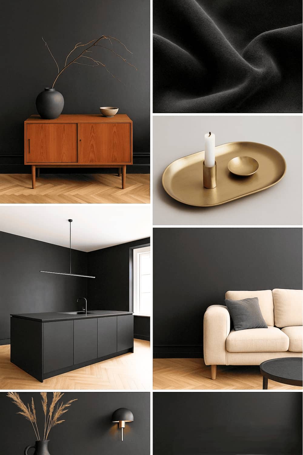 Farbwirkung Wandfarben Moodboard Schwarz