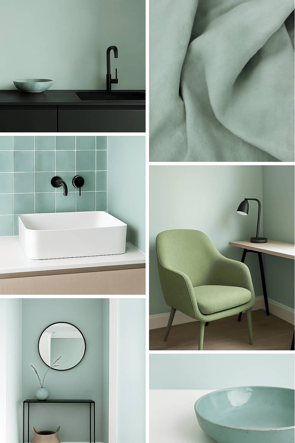 Farbwirkung Wandfarben Moodboard Türkis & Mint