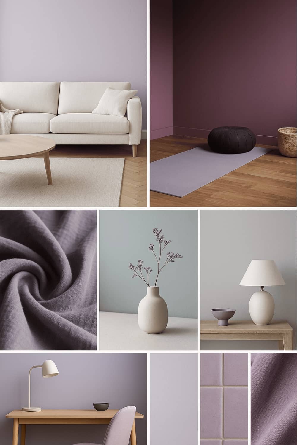 Farbwirkung Wandfarben Moodboard Violett